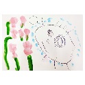 生活画「お花の水やり」